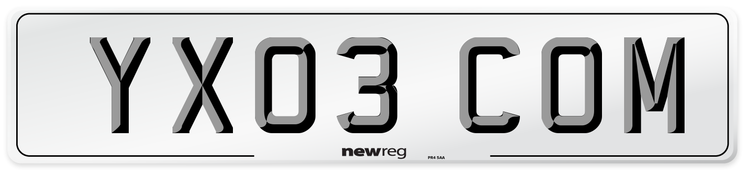 YX03 COM Number Plate from New Reg